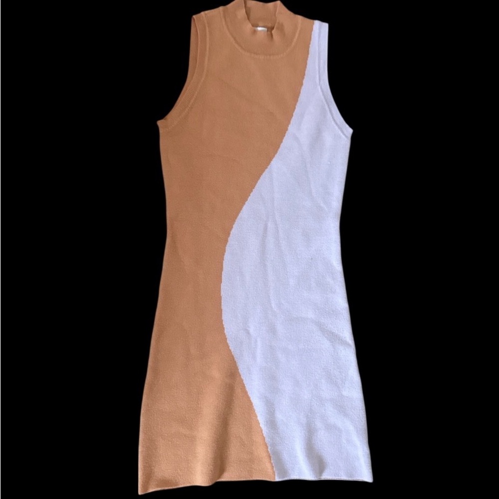 💥HP 💥 La Hearts Tan and Pink Crew Neck Sleeveless Midi Dress size S